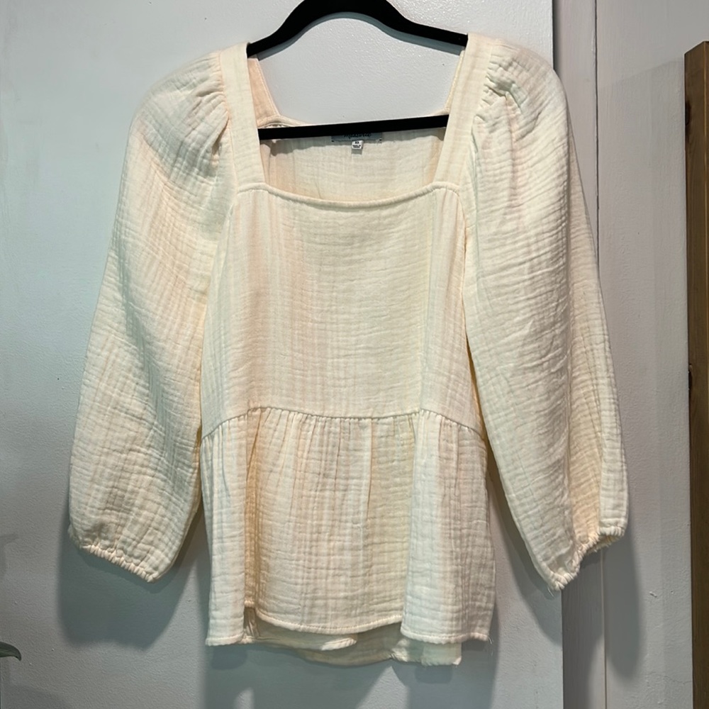 Madewell, XS  Millbrook puff sleeve peplum top